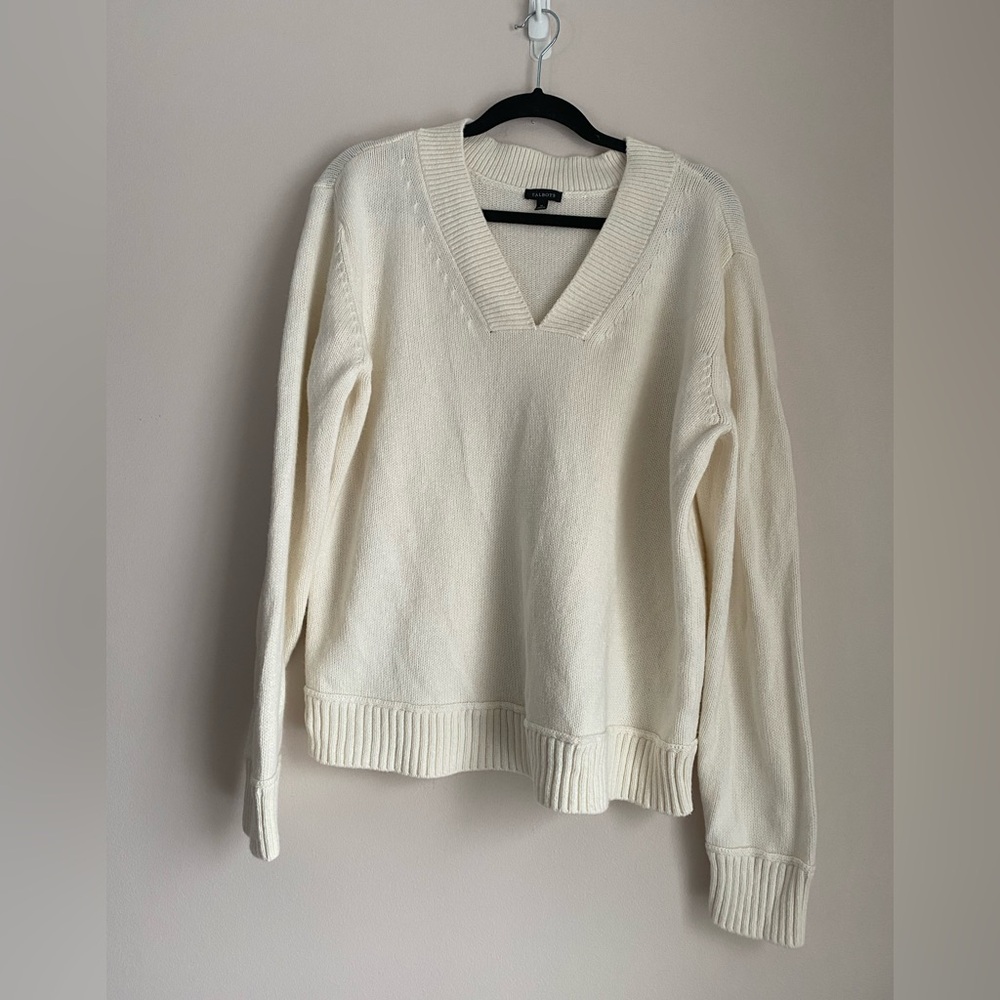 Talbots women’s V-neck sweater cotton wool blend XL